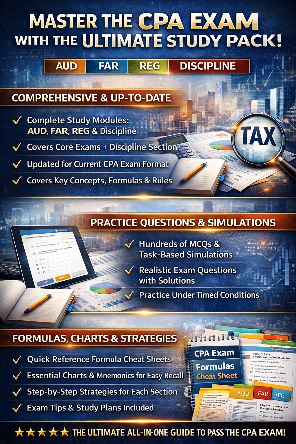 CPA Exam Ultimate Study Guide. The Proven, Exam-Focused System to Pass the U.S. CPA Exam with Confidence